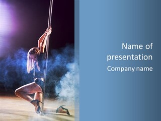 A Woman In A Pole Dancing Pose On A Stage PowerPoint Template