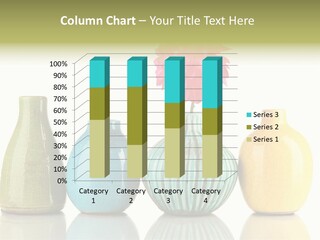A Group Of Vases With A Pink Flower In Them PowerPoint Template