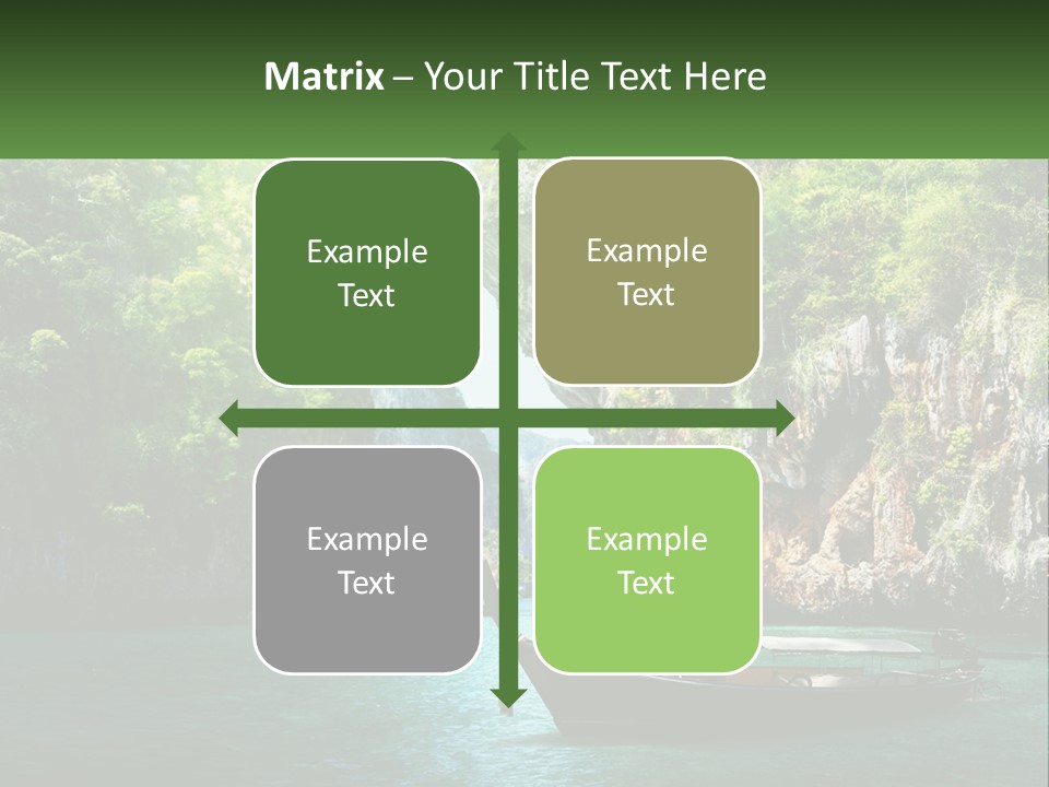 A Boat Floating On Top Of A Lake Next To A Mountain PowerPoint Template