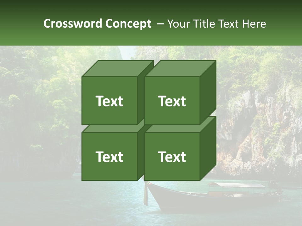 A Boat Floating On Top Of A Lake Next To A Mountain PowerPoint Template