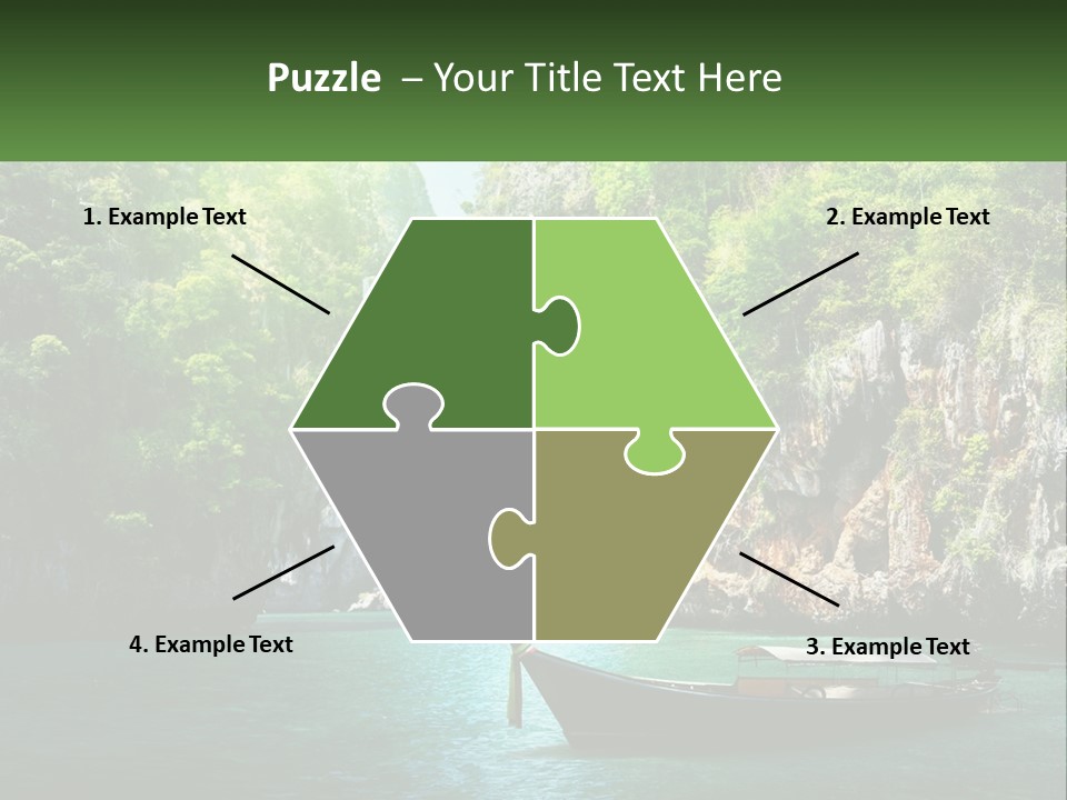 A Boat Floating On Top Of A Lake Next To A Mountain PowerPoint Template