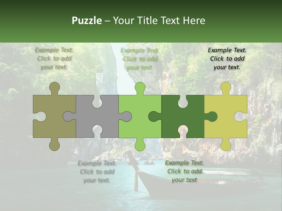 A Boat Floating On Top Of A Lake Next To A Mountain PowerPoint Template