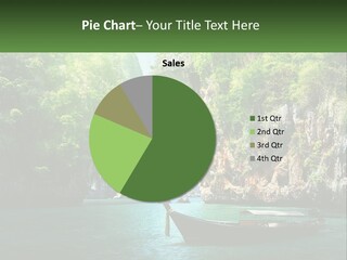 A Boat Floating On Top Of A Lake Next To A Mountain PowerPoint Template