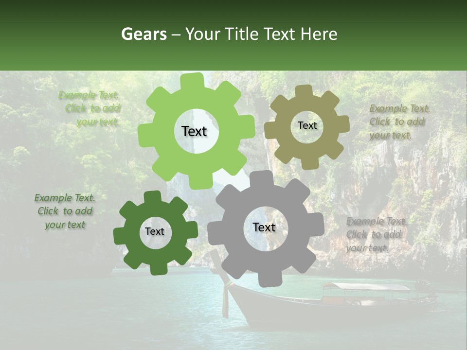 A Boat Floating On Top Of A Lake Next To A Mountain PowerPoint Template