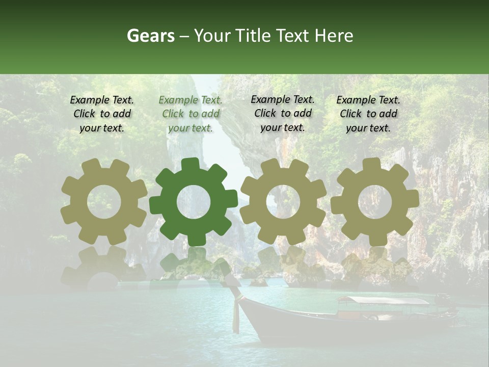 A Boat Floating On Top Of A Lake Next To A Mountain PowerPoint Template