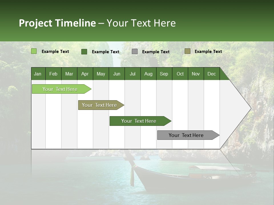 A Boat Floating On Top Of A Lake Next To A Mountain PowerPoint Template