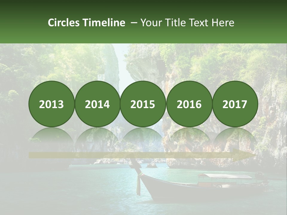 A Boat Floating On Top Of A Lake Next To A Mountain PowerPoint Template