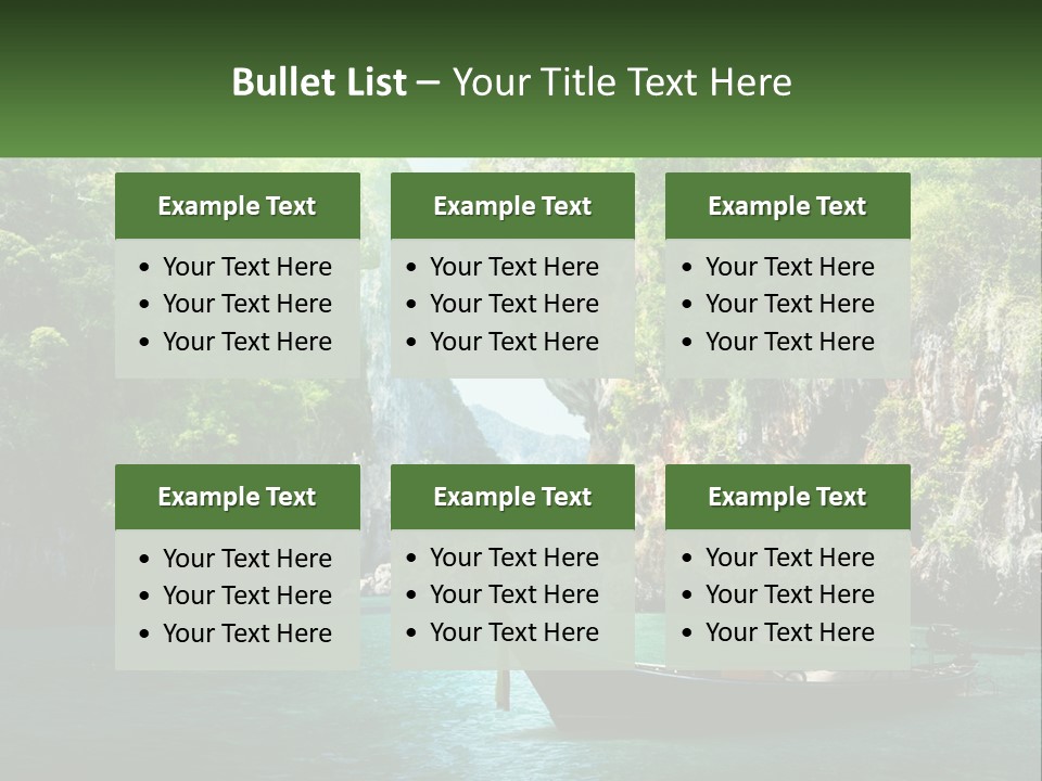 A Boat Floating On Top Of A Lake Next To A Mountain PowerPoint Template