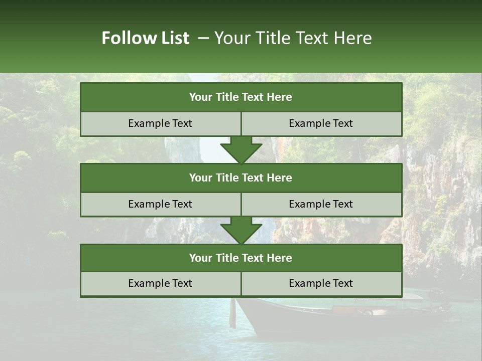 A Boat Floating On Top Of A Lake Next To A Mountain PowerPoint Template