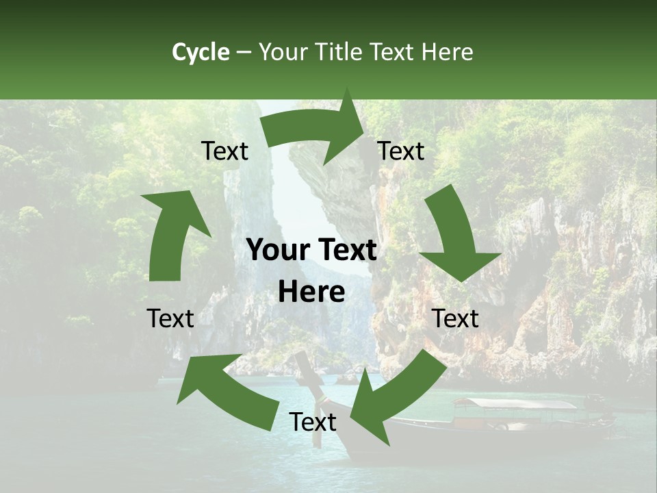 A Boat Floating On Top Of A Lake Next To A Mountain PowerPoint Template