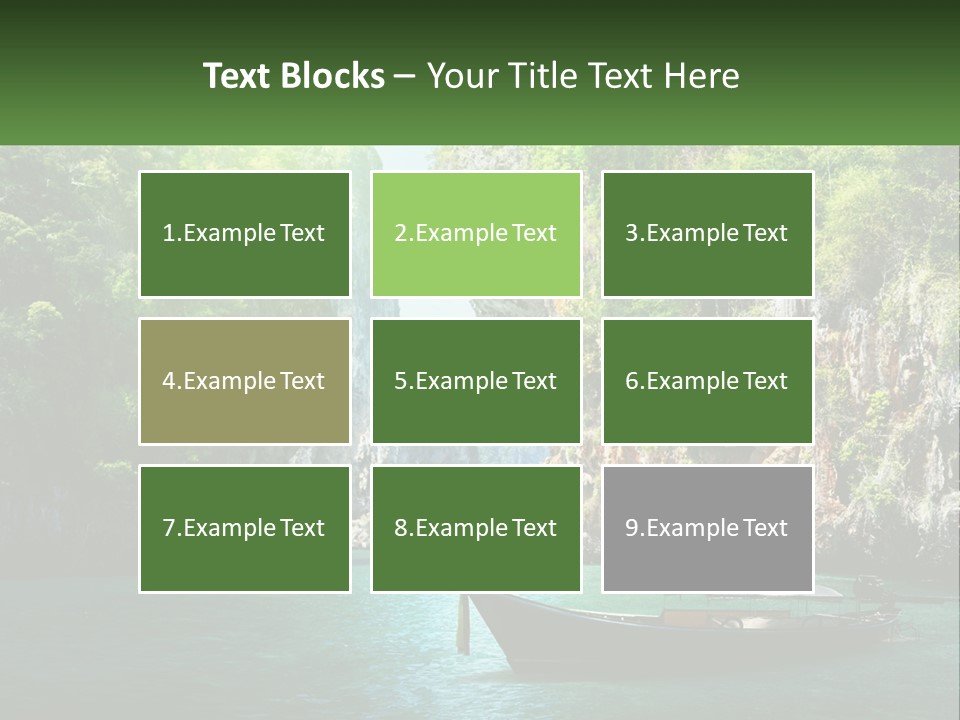 A Boat Floating On Top Of A Lake Next To A Mountain PowerPoint Template