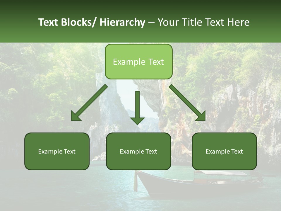 A Boat Floating On Top Of A Lake Next To A Mountain PowerPoint Template