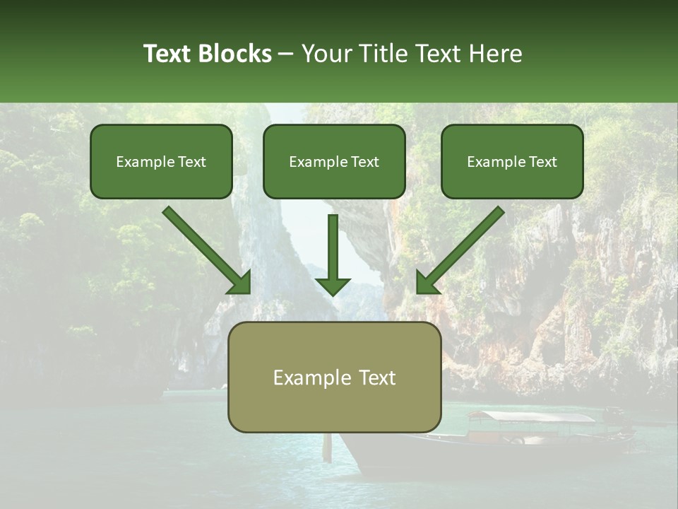 A Boat Floating On Top Of A Lake Next To A Mountain PowerPoint Template