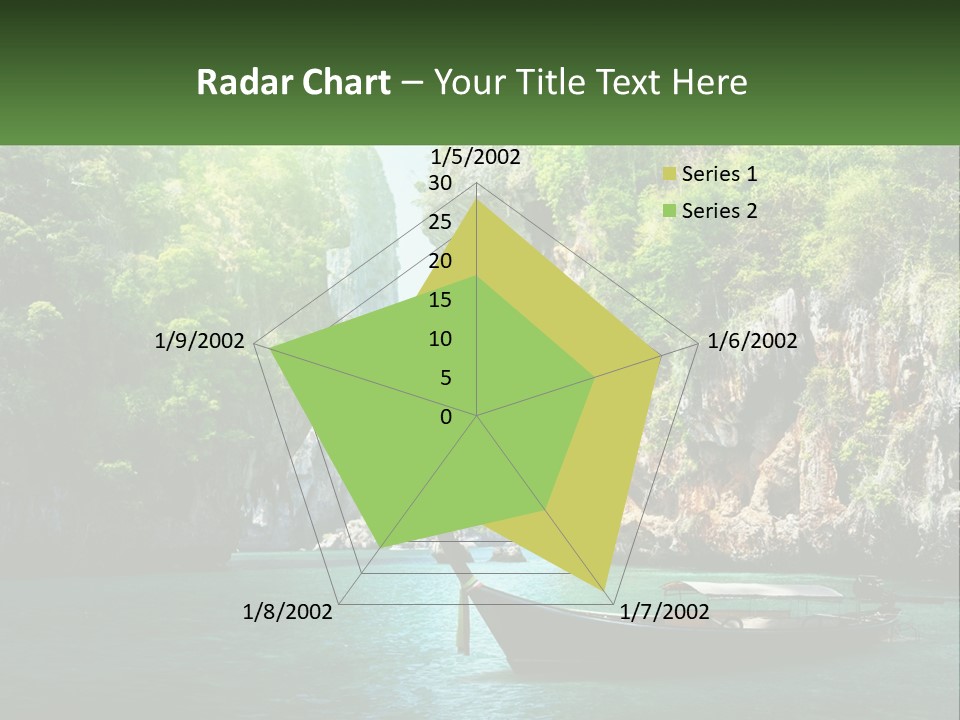 A Boat Floating On Top Of A Lake Next To A Mountain PowerPoint Template