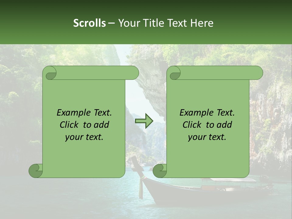 A Boat Floating On Top Of A Lake Next To A Mountain PowerPoint Template