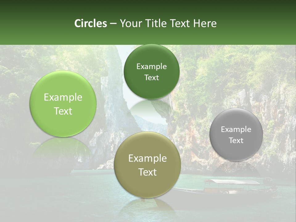 A Boat Floating On Top Of A Lake Next To A Mountain PowerPoint Template