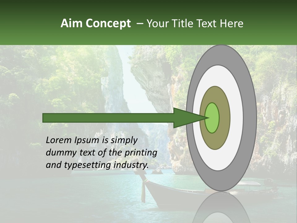 A Boat Floating On Top Of A Lake Next To A Mountain PowerPoint Template