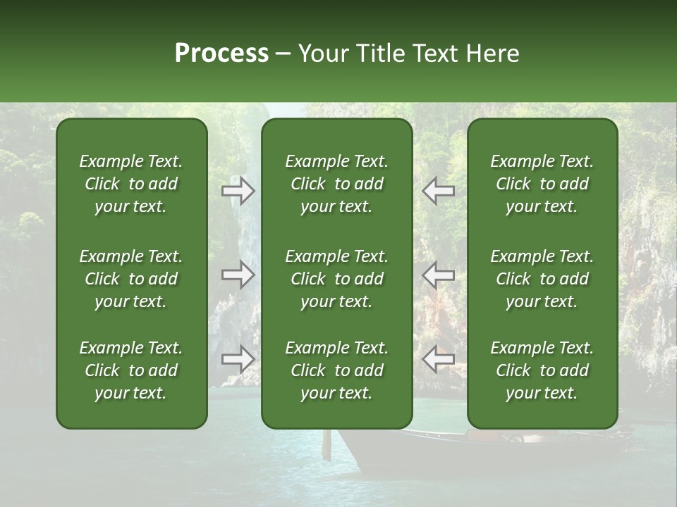 A Boat Floating On Top Of A Lake Next To A Mountain PowerPoint Template