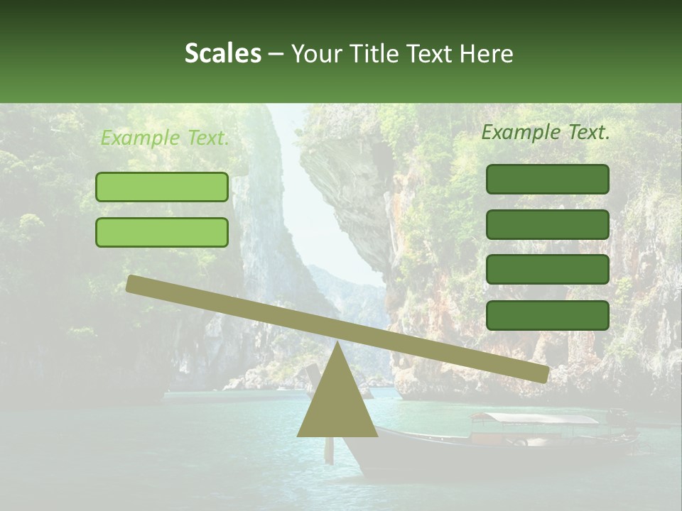 A Boat Floating On Top Of A Lake Next To A Mountain PowerPoint Template
