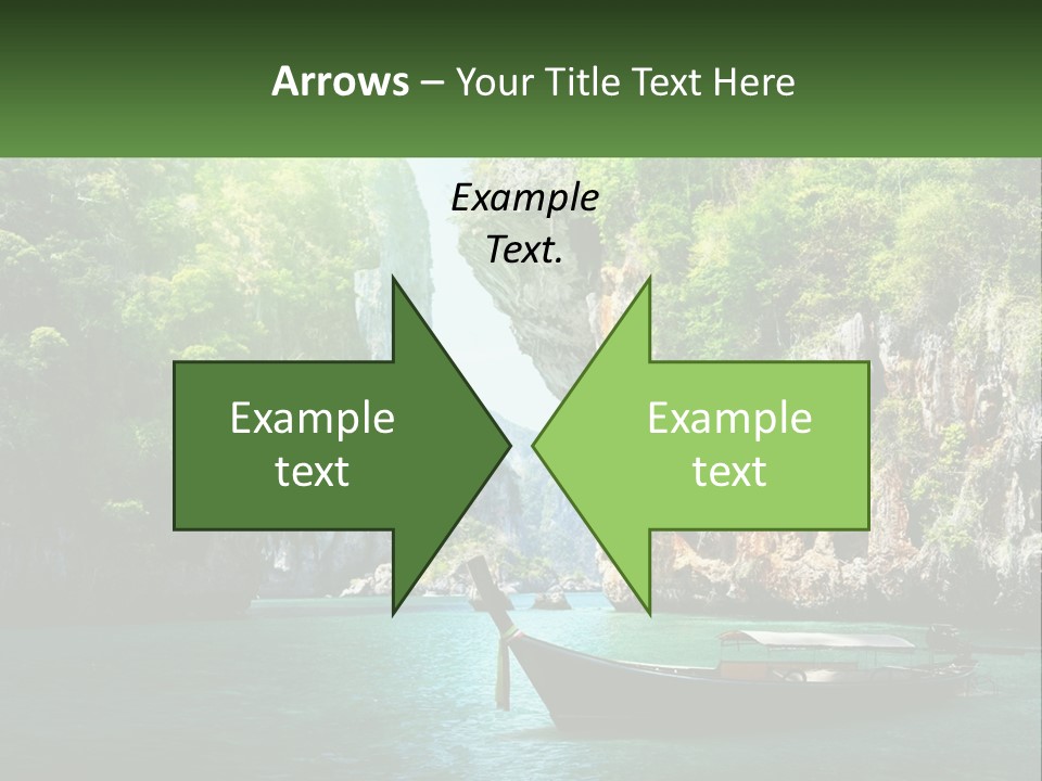 A Boat Floating On Top Of A Lake Next To A Mountain PowerPoint Template