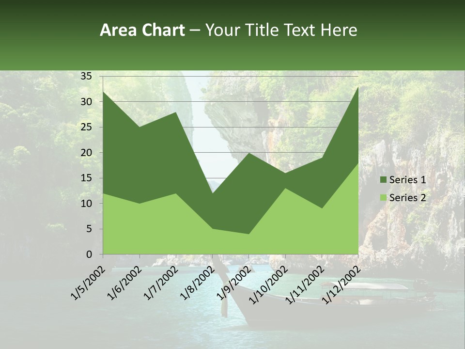 A Boat Floating On Top Of A Lake Next To A Mountain PowerPoint Template