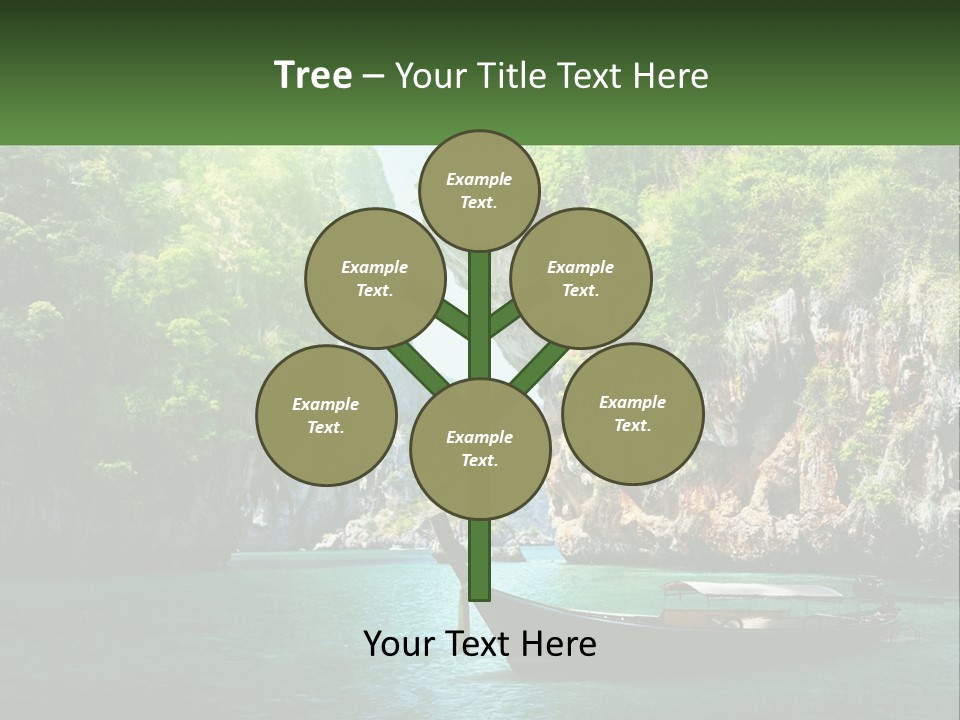 A Boat Floating On Top Of A Lake Next To A Mountain PowerPoint Template