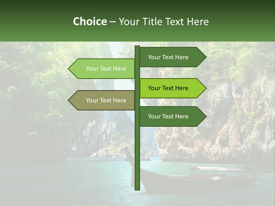 A Boat Floating On Top Of A Lake Next To A Mountain PowerPoint Template