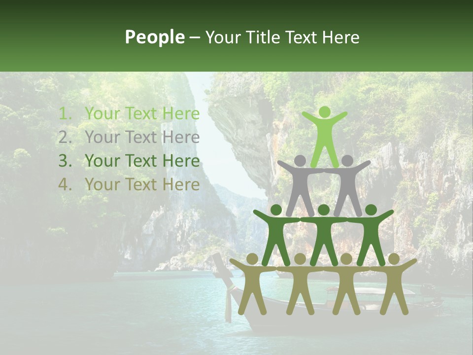 A Boat Floating On Top Of A Lake Next To A Mountain PowerPoint Template