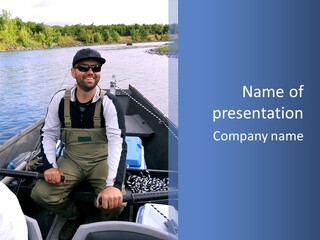 A Man Sitting In A Boat On The Water PowerPoint Template
