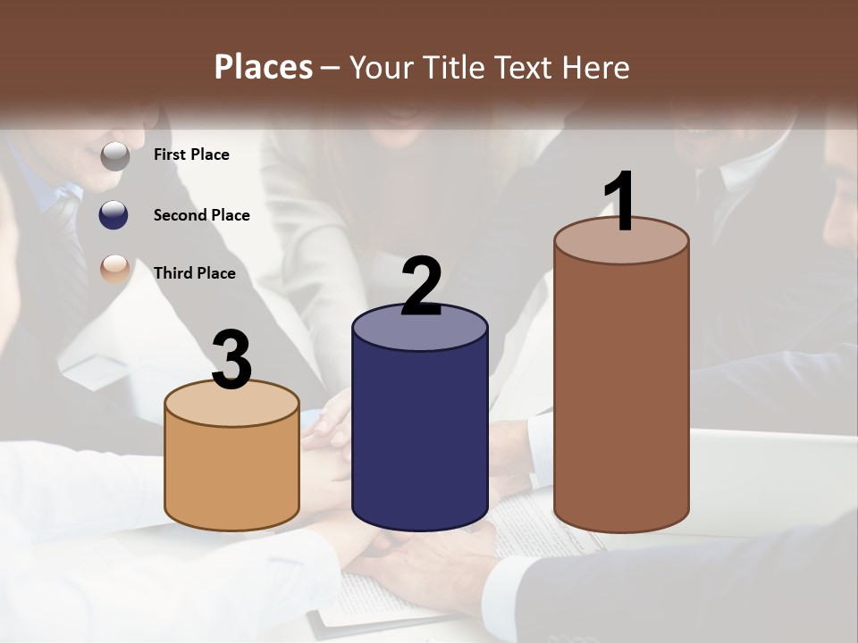 A Group Of Business People Putting Their Hands Together PowerPoint Template