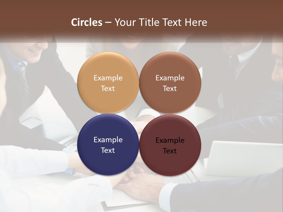 A Group Of Business People Putting Their Hands Together PowerPoint Template