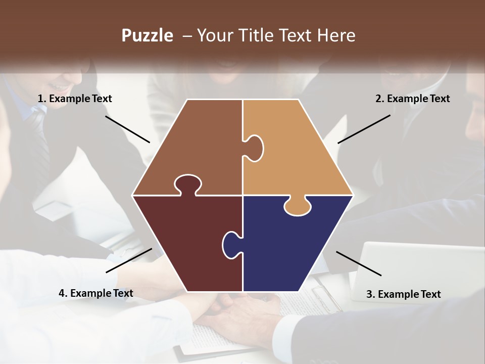 A Group Of Business People Putting Their Hands Together PowerPoint Template