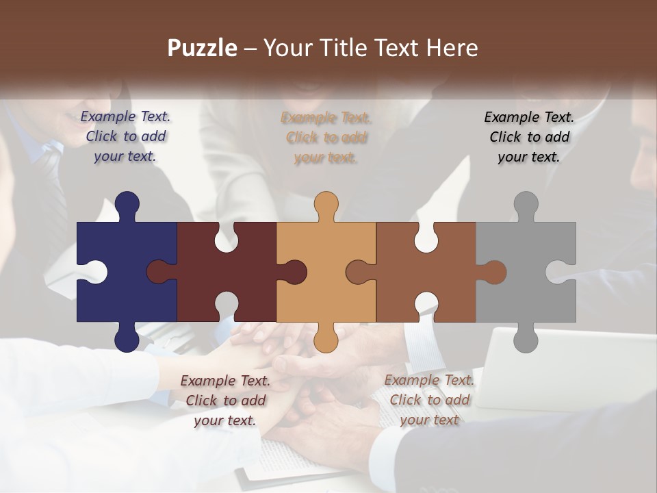 A Group Of Business People Putting Their Hands Together PowerPoint Template