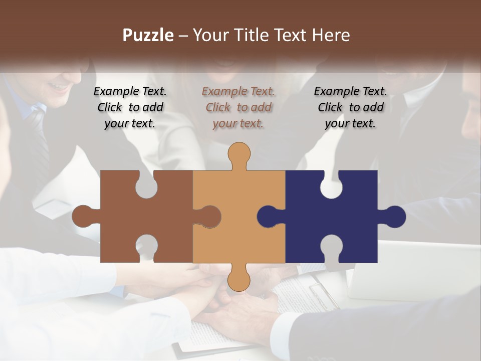 A Group Of Business People Putting Their Hands Together PowerPoint Template