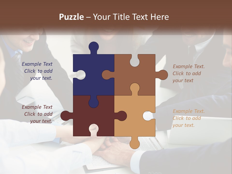 A Group Of Business People Putting Their Hands Together PowerPoint Template