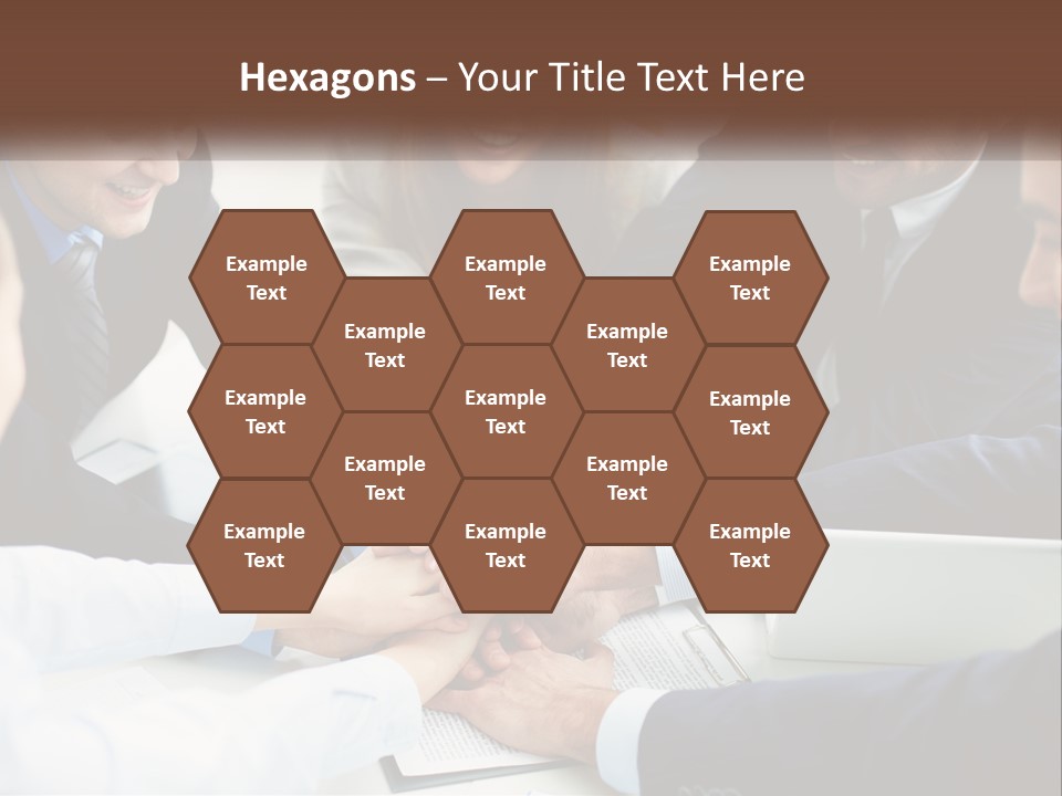 A Group Of Business People Putting Their Hands Together PowerPoint Template