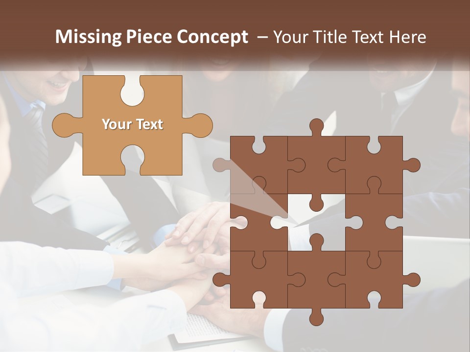 A Group Of Business People Putting Their Hands Together PowerPoint Template