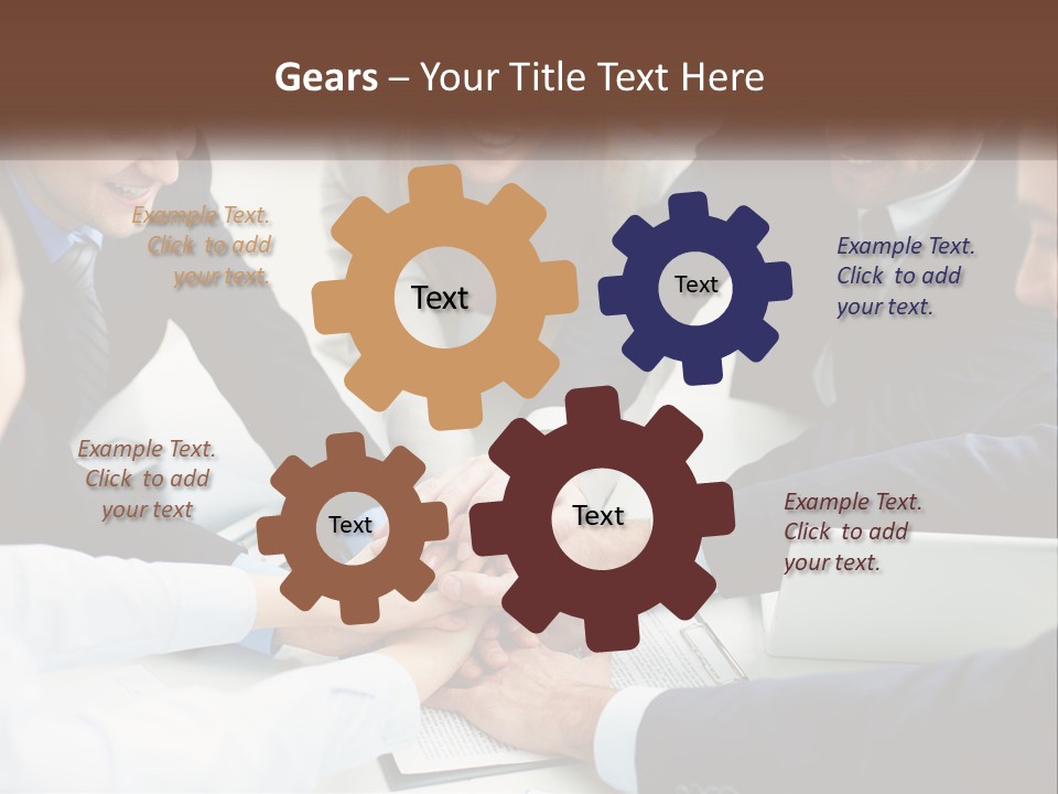 A Group Of Business People Putting Their Hands Together PowerPoint Template