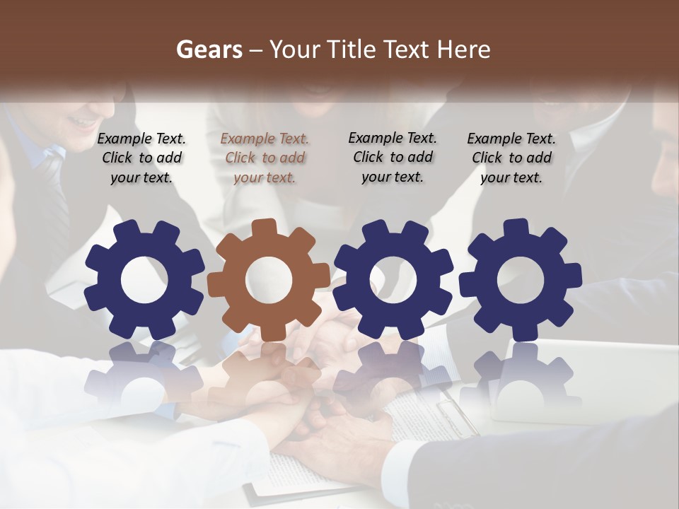 A Group Of Business People Putting Their Hands Together PowerPoint Template