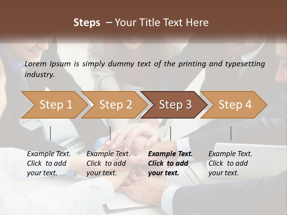 A Group Of Business People Putting Their Hands Together PowerPoint Template