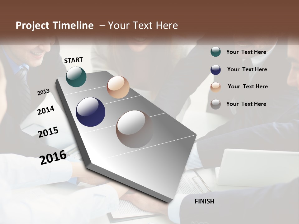 A Group Of Business People Putting Their Hands Together PowerPoint Template