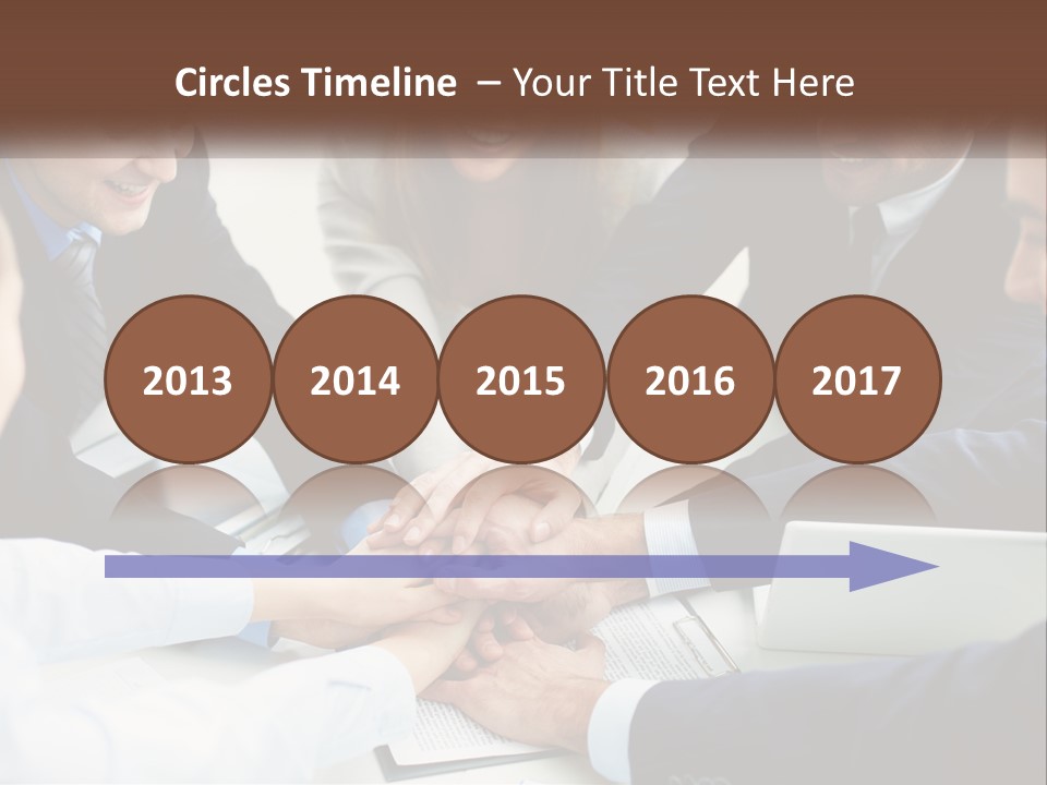 A Group Of Business People Putting Their Hands Together PowerPoint Template