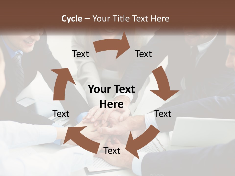 A Group Of Business People Putting Their Hands Together PowerPoint Template