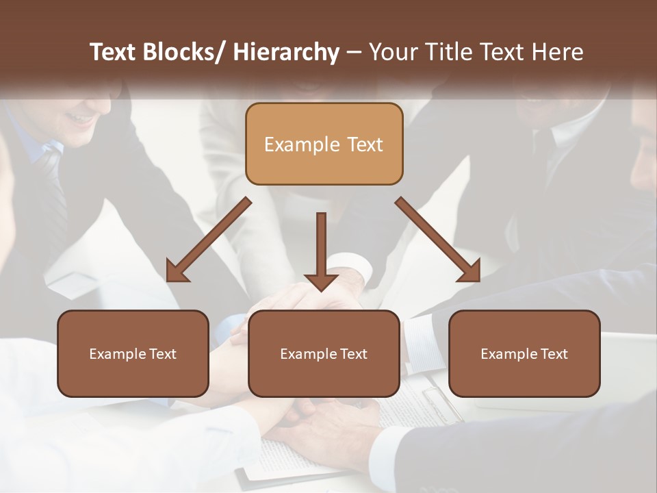 A Group Of Business People Putting Their Hands Together PowerPoint Template