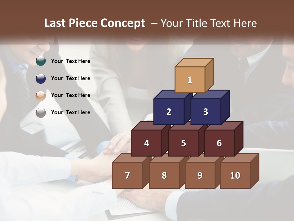 A Group Of Business People Putting Their Hands Together PowerPoint Template