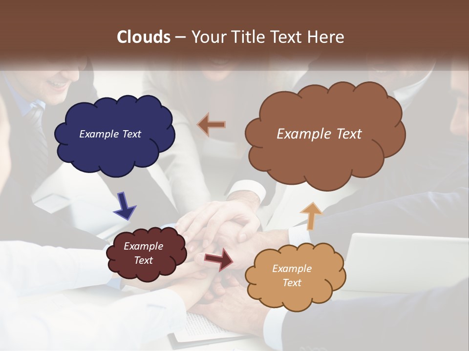 A Group Of Business People Putting Their Hands Together PowerPoint Template