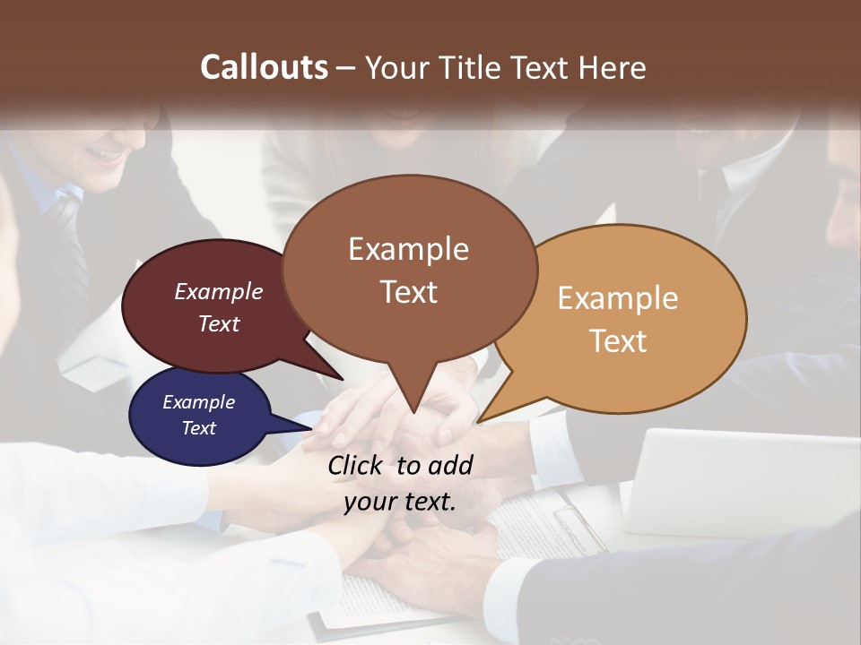A Group Of Business People Putting Their Hands Together PowerPoint Template