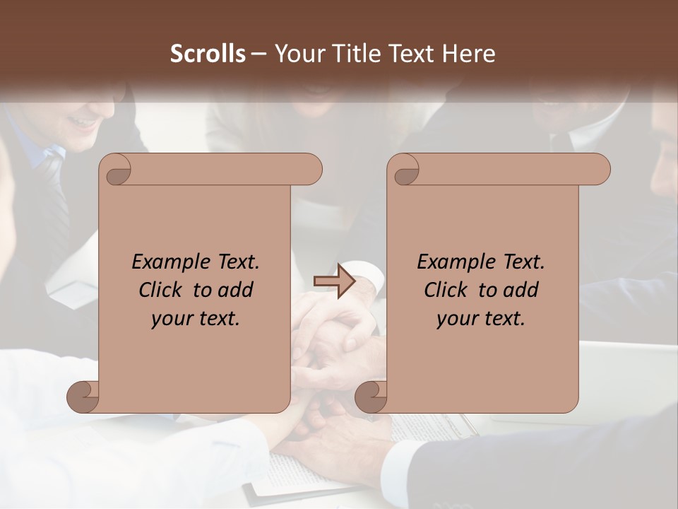 A Group Of Business People Putting Their Hands Together PowerPoint Template