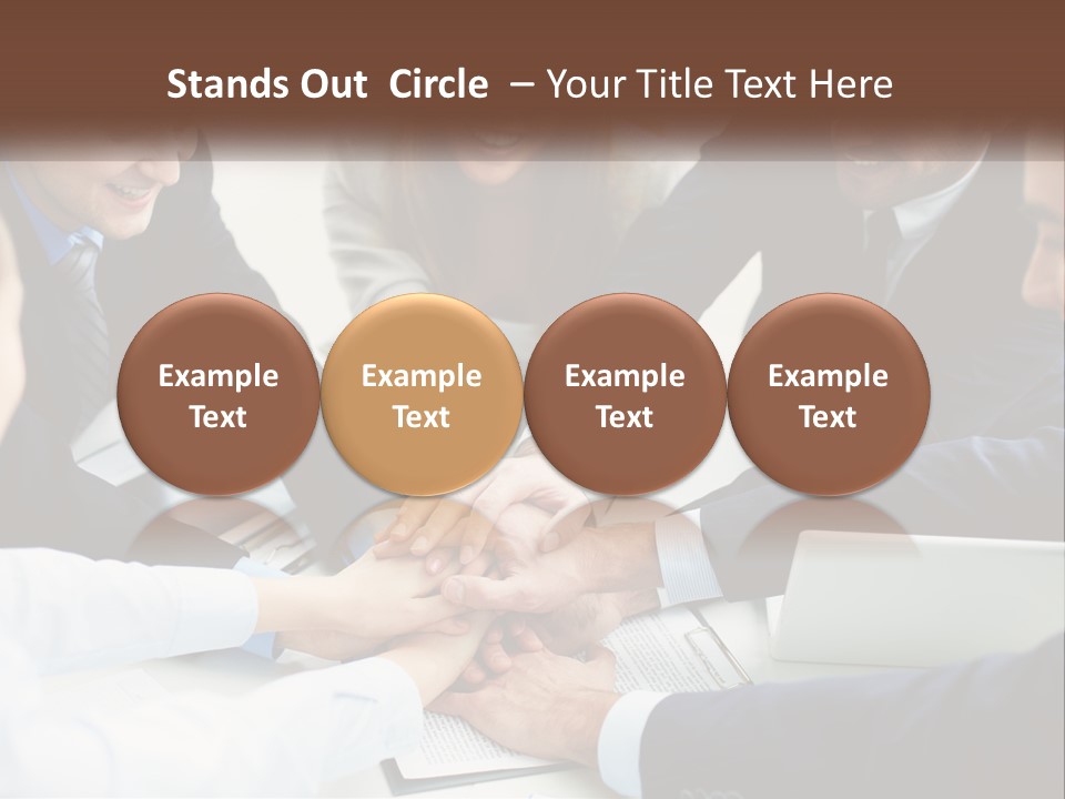 A Group Of Business People Putting Their Hands Together PowerPoint Template