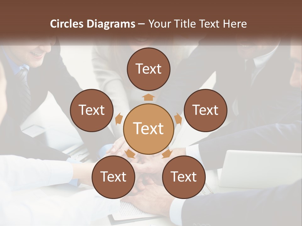 A Group Of Business People Putting Their Hands Together PowerPoint Template